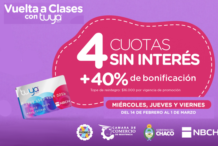 Promoción Vuelta a Clases con Tuya, del Nuevo Banco del Chaco.