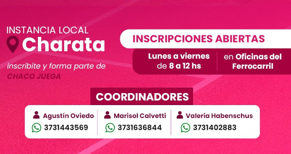 Chaco Juega Charata, abierta las inscripciones.