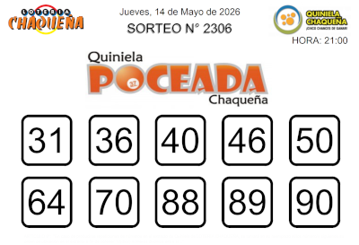 Quiniela Poceada del jueves 14 de mayo, vacante.