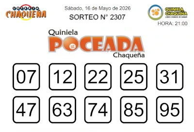 Números de la Quiniela Poceada del sorteo 2307