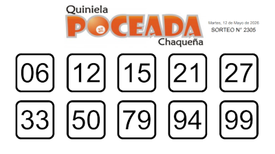 Sorteo quiniela Poceada Chaque{a del martes 12 de mayo del 2026.