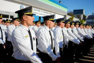 Cadetes de la Policía del Chaco jurando lealtad a la Bandera Argentina