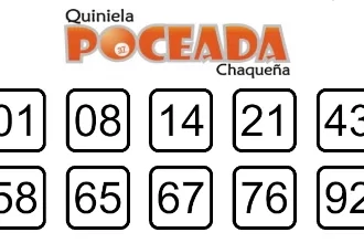 Números del sorteo 2319 de la Quiniela Poceada de Lotería Chaqueña