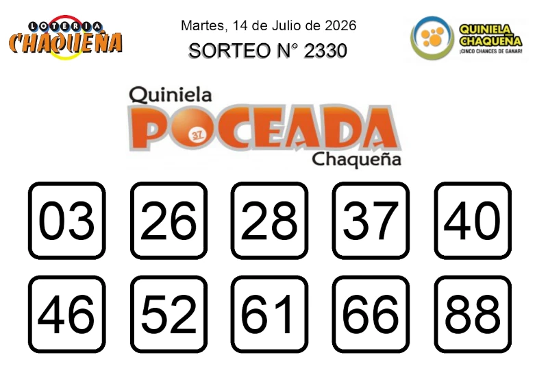 Quiniela Poceada sorteo 2330