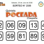 Quiniela Poceada Chaqueña sorteo 2335