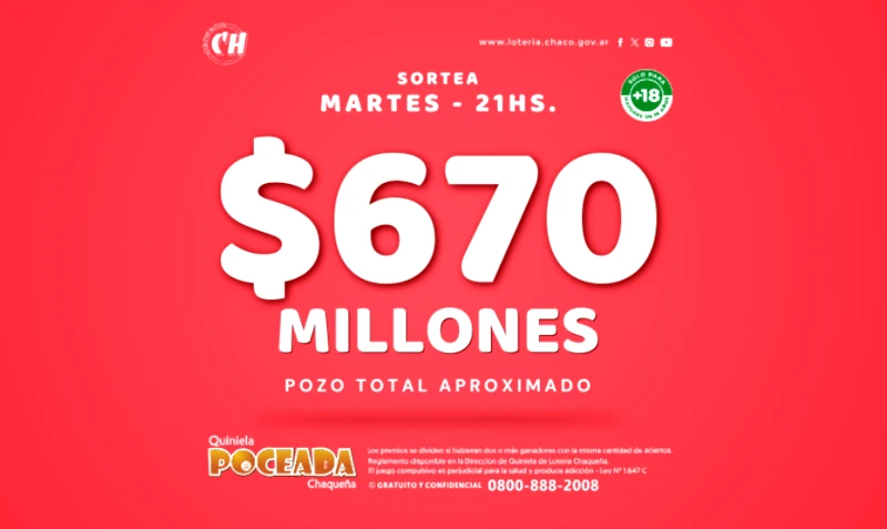 Millonario monto vacante quiniela poceada del chaco