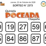 Quiniela Poceada Chaqueña sorteo 2373