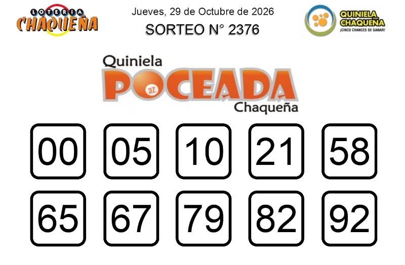 Quiniela Poceada de Lotería Chaqueña 2376